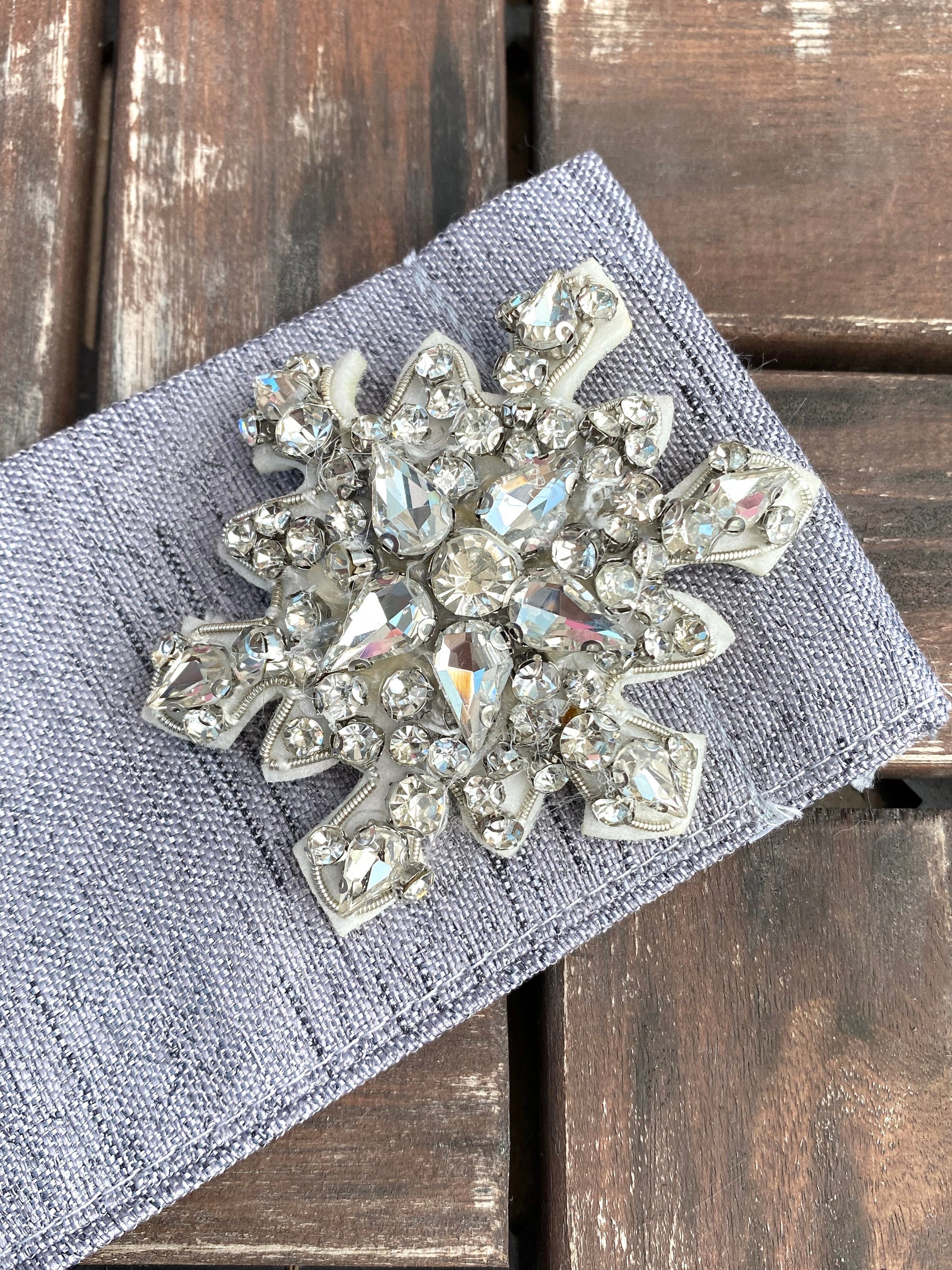 Crystal Snowflake Applique: Rhinestone & Pearl Embellishment (2.76") 