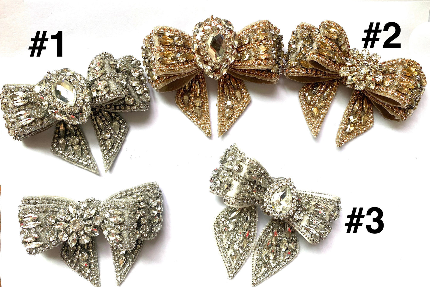 Beaded Crystal Rhinestone Bowknot Shoe Clips Or Hair Clip (10cm x 7cm)
