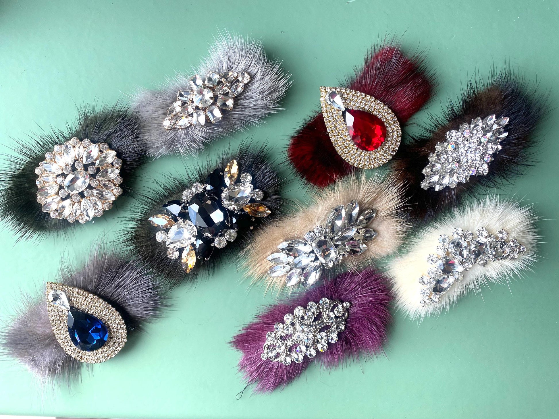 Fur & Rhinestone Shoe Decor, Christmas, Anniversary, Wedding, Bag Decoration Shoe Clips 