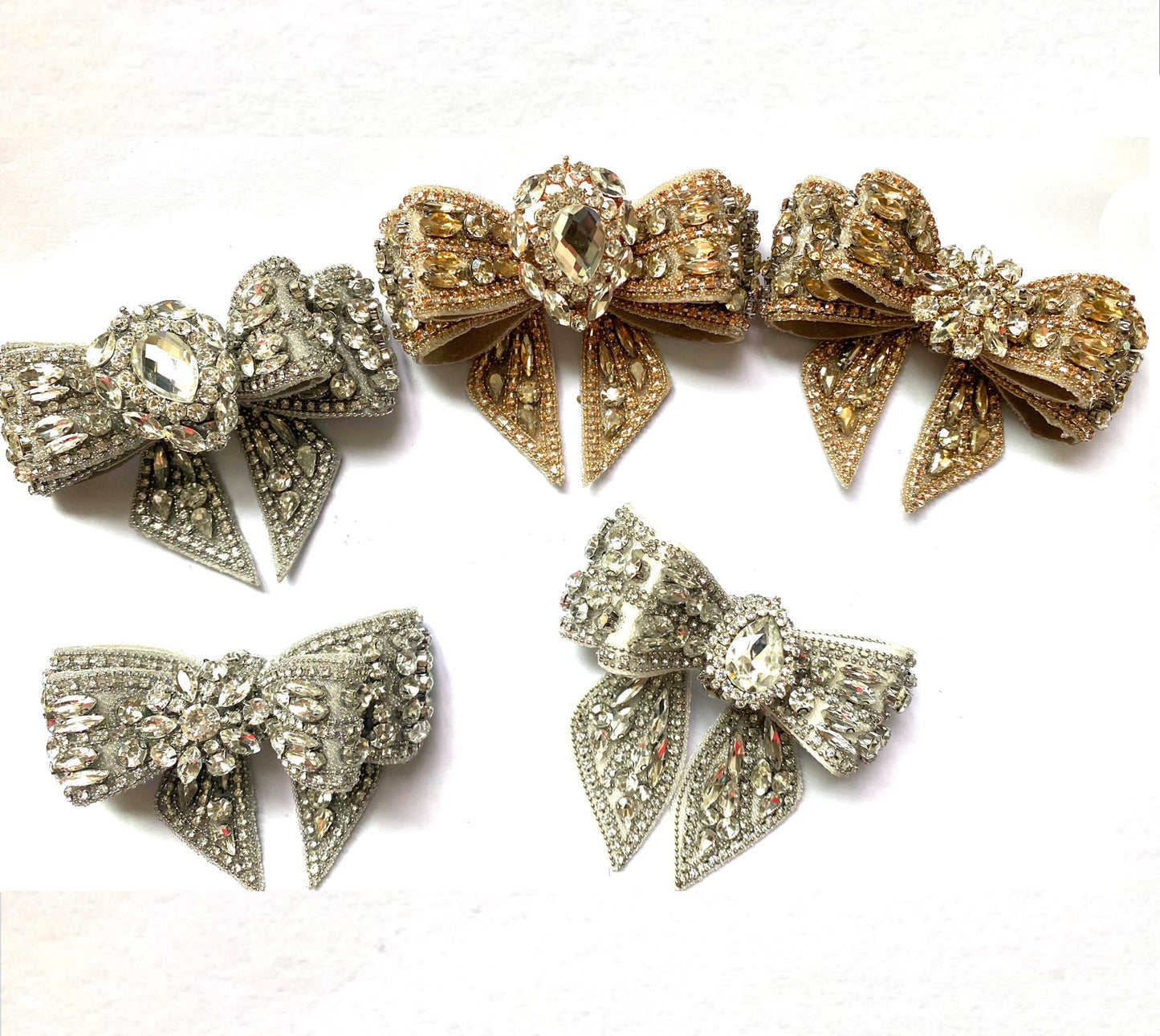 Beaded Crystal Rhinestone Bowknot Shoe Clips Or Hair Clip (10cm x 7cm)