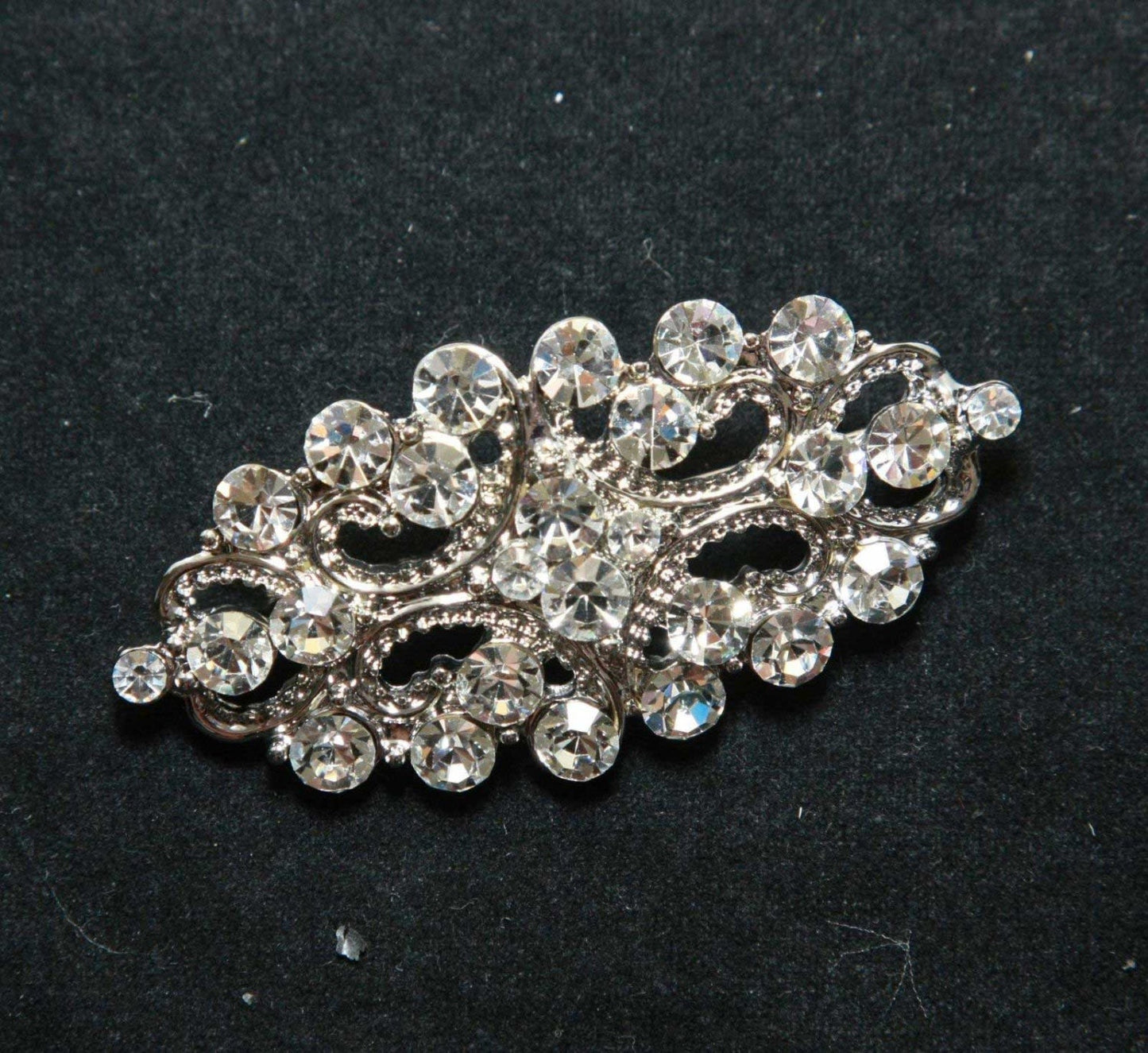 Flat Back Rhinestone Crystal Buckle: Silver Tone, 2.2" x 0.9" 