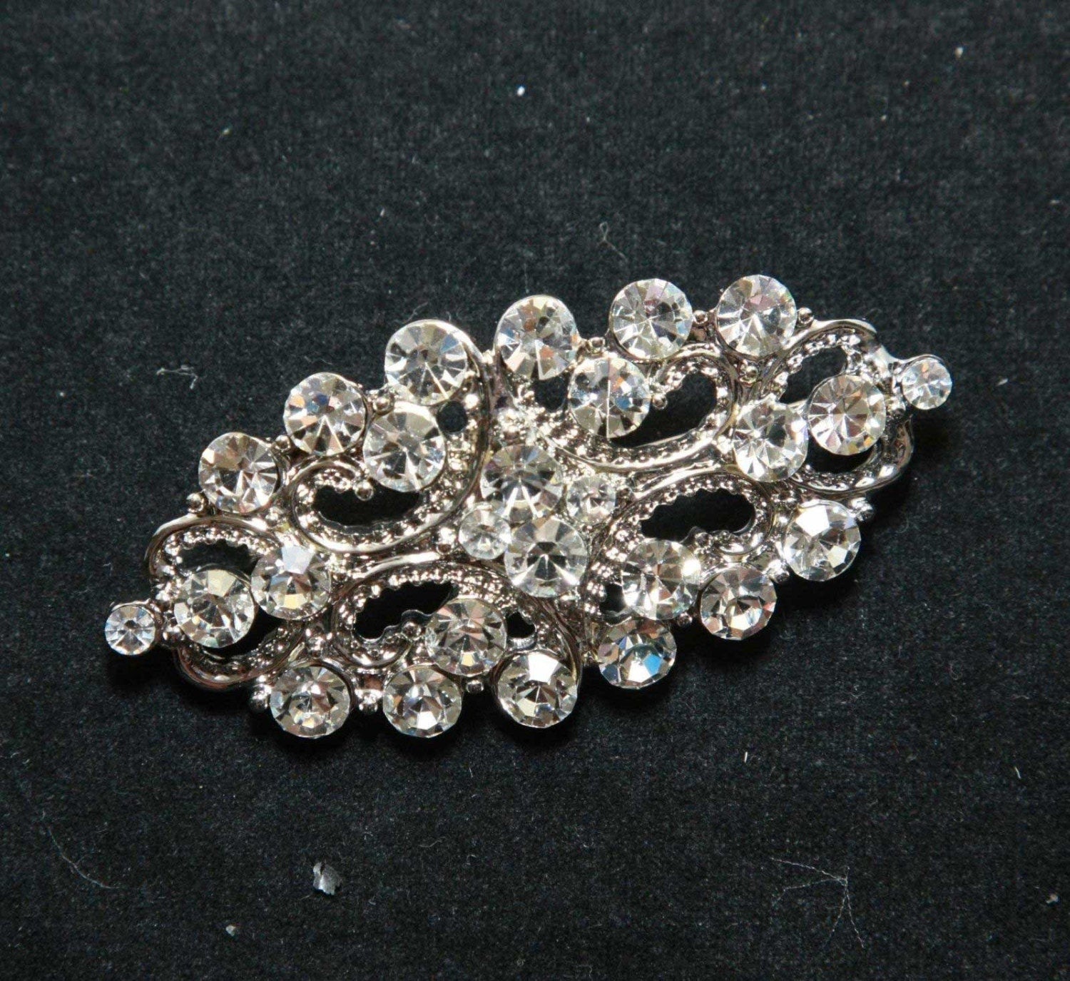 Flat Back Rhinestone Crystal Buckle: Silver Tone, 2.2" x 0.9" 