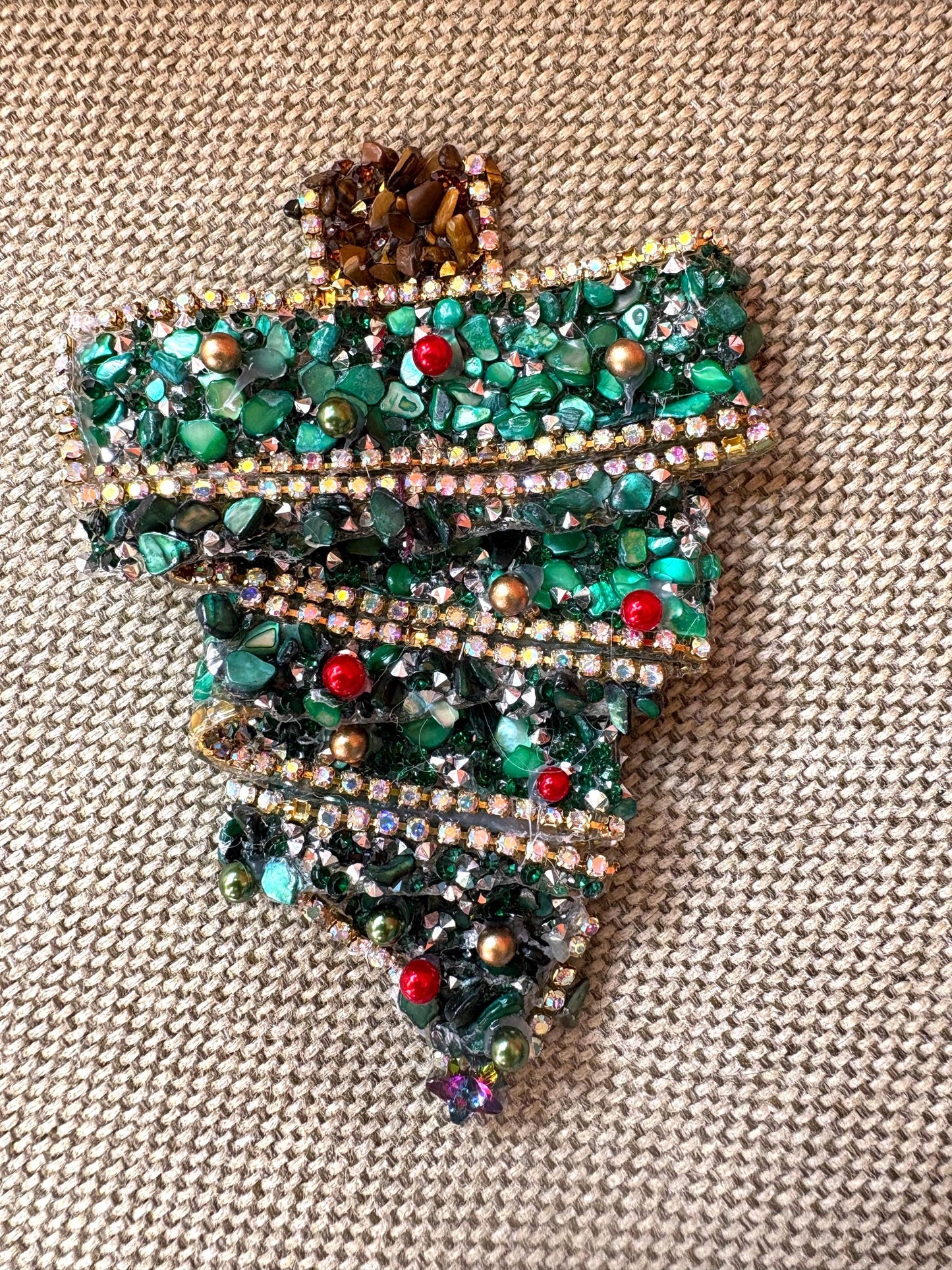 Handmade Christmas Tree Rhinestone Brooch Pin Or Tie brooch tie 