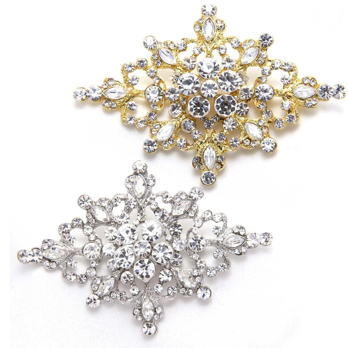 Rhinestone Wedding Buckle: Silver or Gold Crystal Embellishment (3.5"x2.5") 