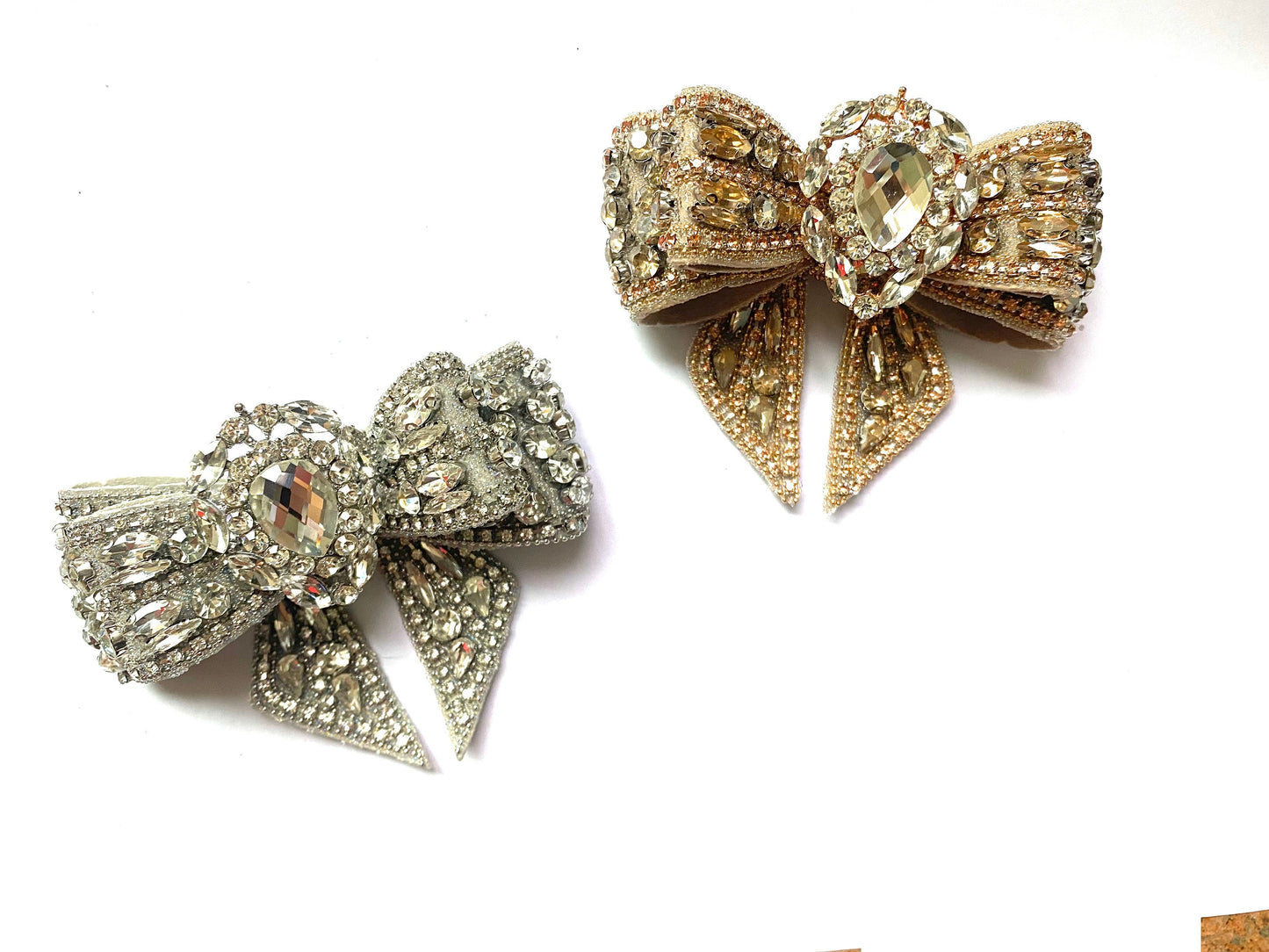 Beaded Crystal Rhinestone Bowknot Shoe Clips Or Hair Clip (10cm x 7cm)