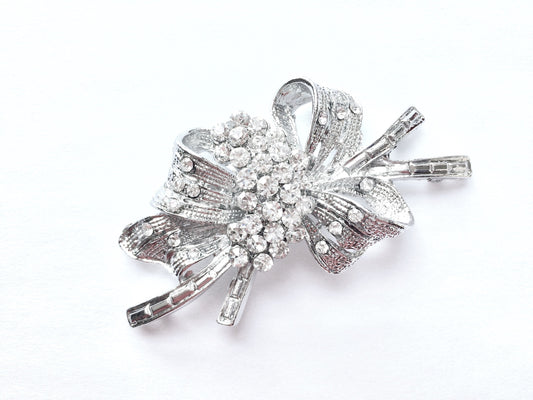 Rhinestone Bow Clasp: Crystal Wedding Buckle (7.5cm x 4cm) 