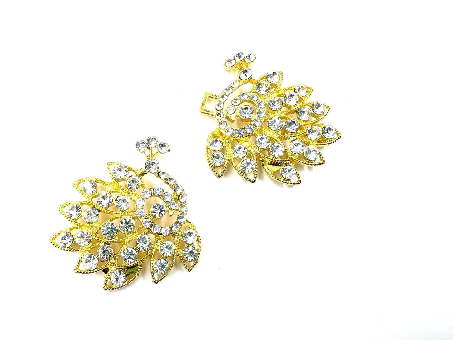 Peacock Rhinestone Hook and Eye Fasteners: Gold or Copper Connectors Gold Black 