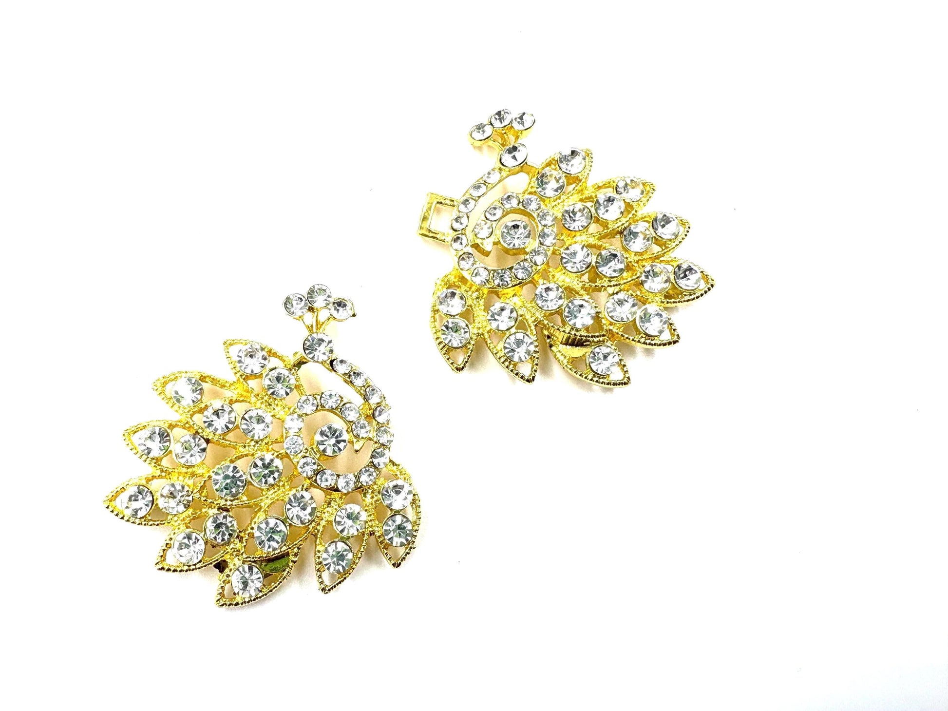 Peacock Rhinestone Hook and Eye Fasteners: Gold or Copper Connectors Gold Black 