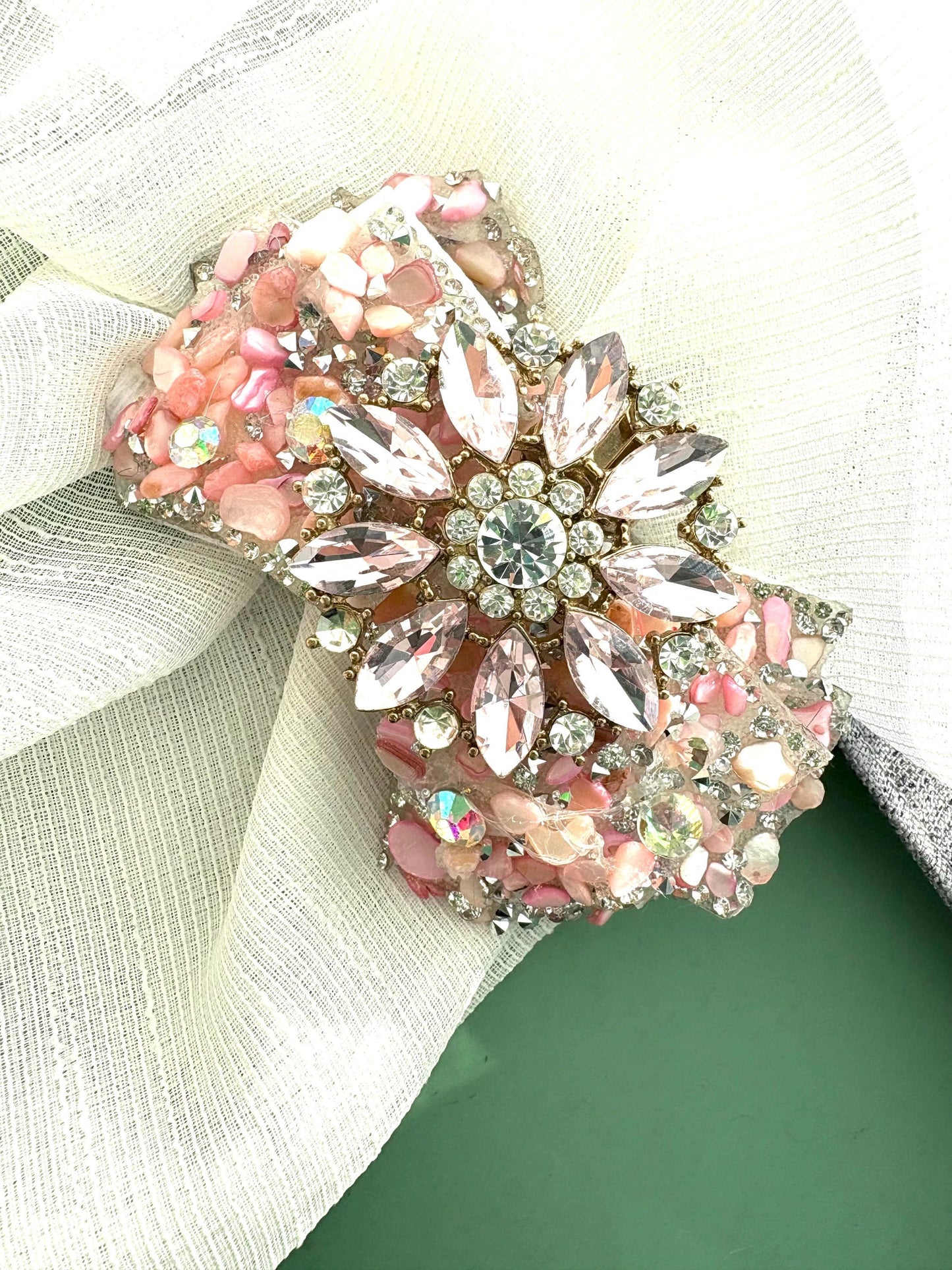 Pink Rhinestone Bow: Pink Rhinestone Flower Crystal Beaded Hair Clip/ Shoe Clips Shoe clips Hair clip 