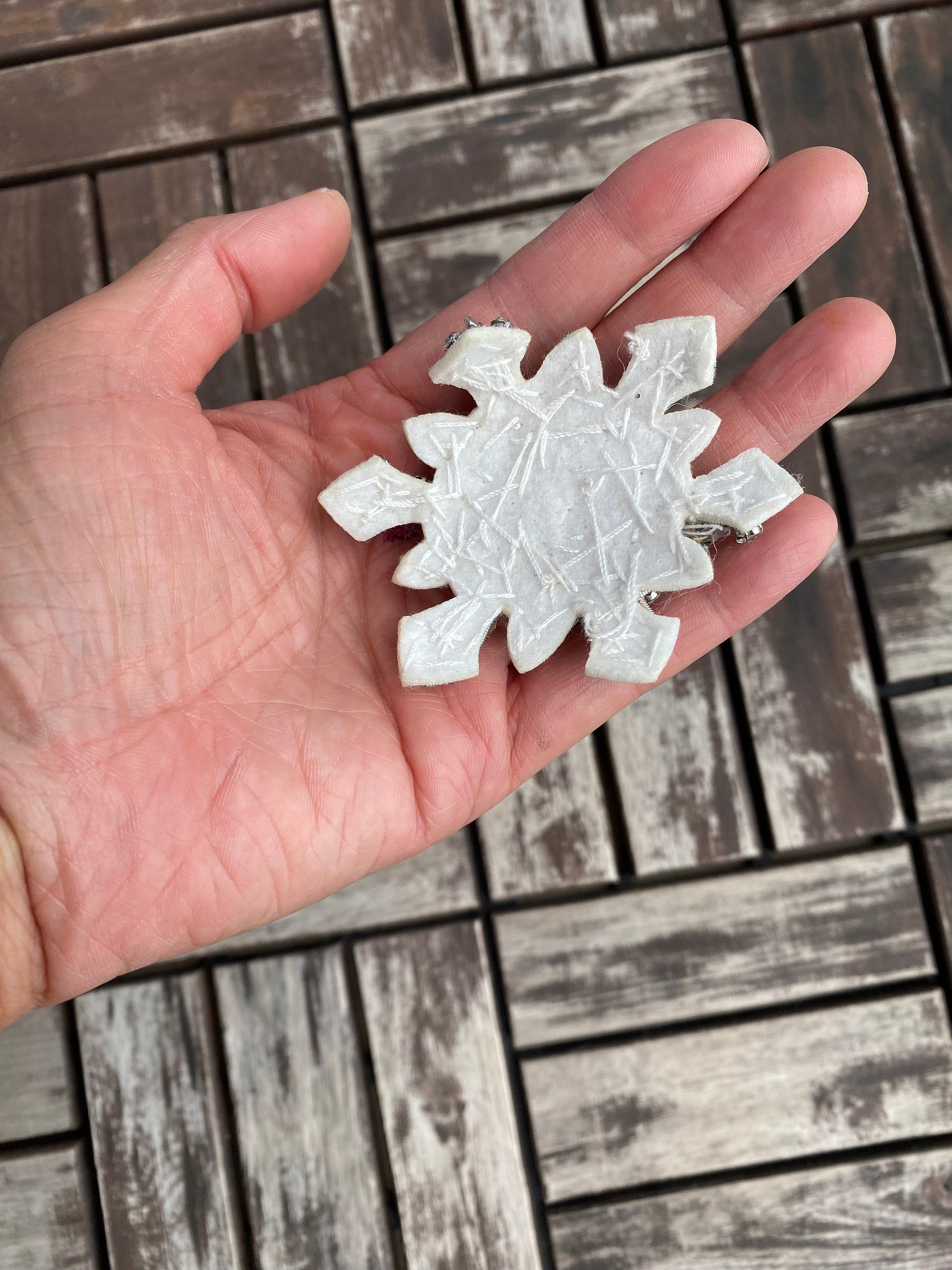 Crystal Snowflake Applique: Rhinestone & Pearl Embellishment (2.76") 