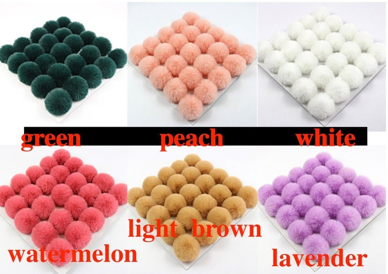 Faux Rabbit Fur Pom Poms: 6cm/7cm, Craft Supplies (10 Pieces)