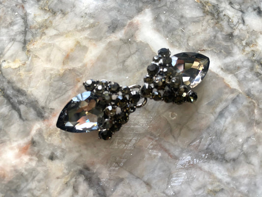 Gun Black Hook and Eye Button | Rhinestone Fastener for Dresses, Jackets, Corsets & DIY Sewing Projects | Rhinestone Button