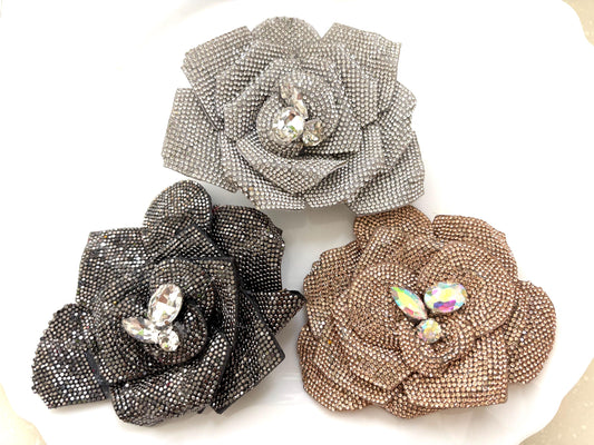 Rhinestone Crystal Orchid Flower: Brooch, Shoe Clip, or Hair Accessory Hair Clip