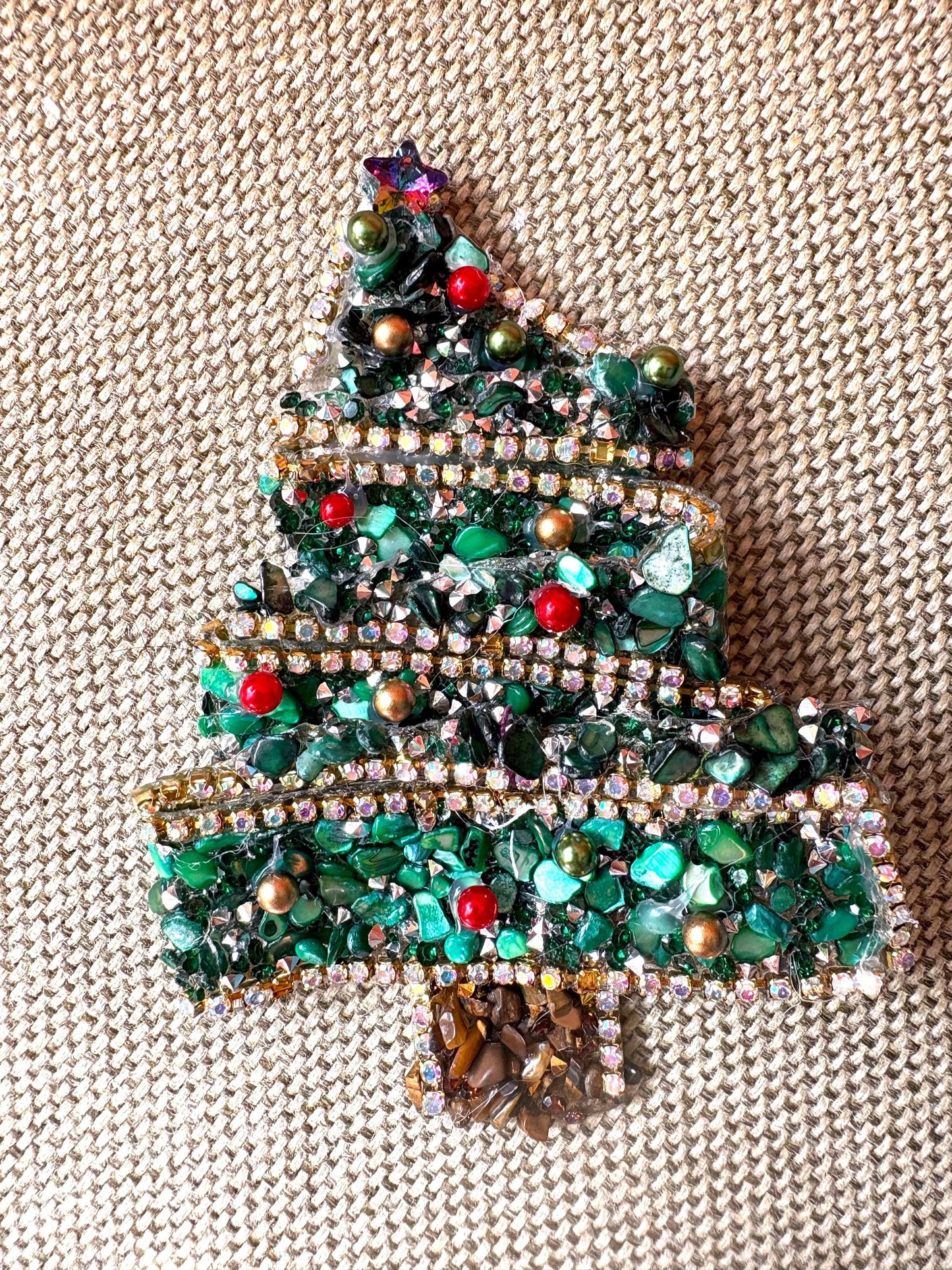 Handmade Christmas Tree Rhinestone Brooch Pin Or Tie brooch tie 
