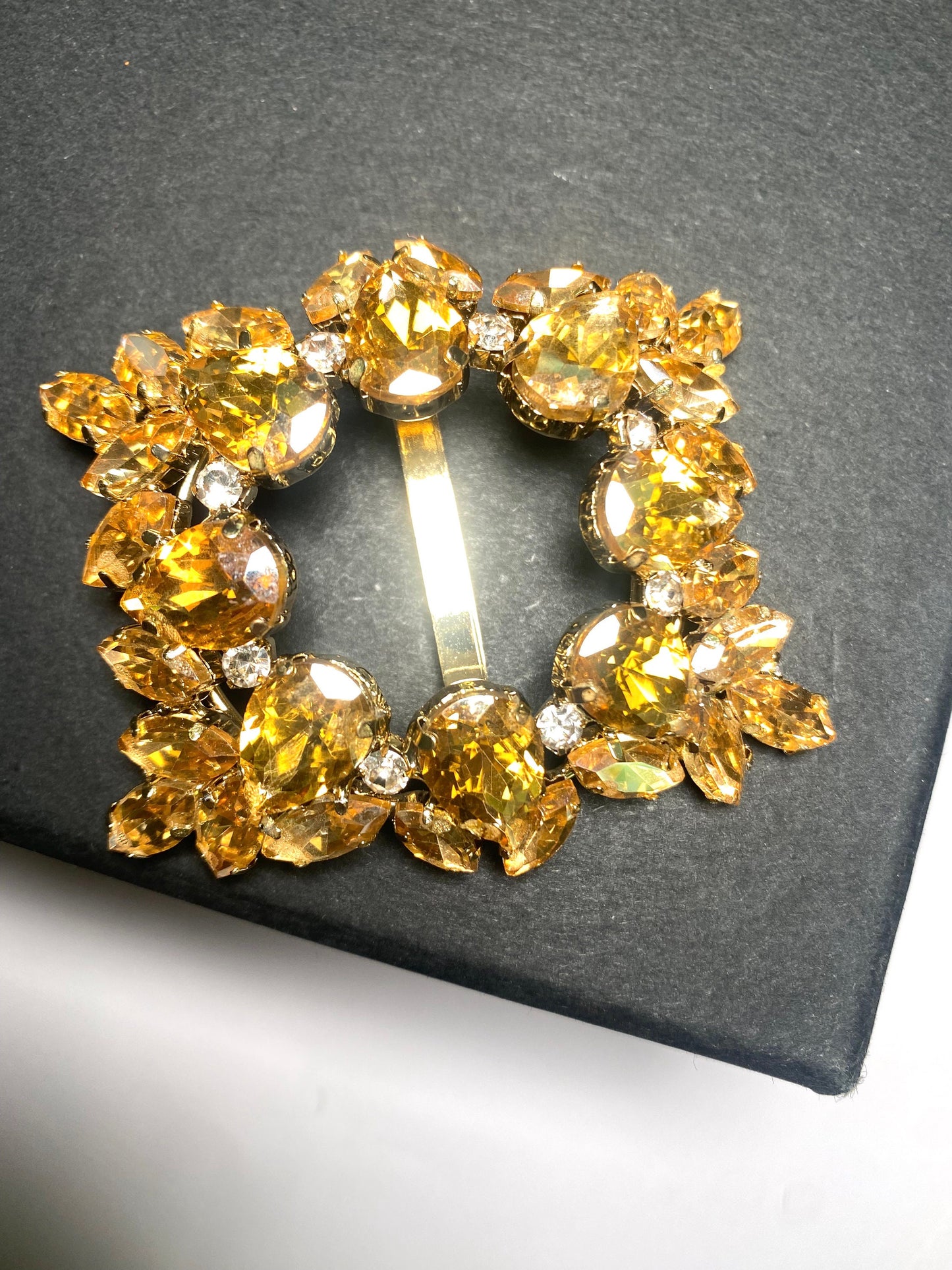 Champagne Rhinestone Belt Buckle Slider: 40mm Crystal Wedding Sash 