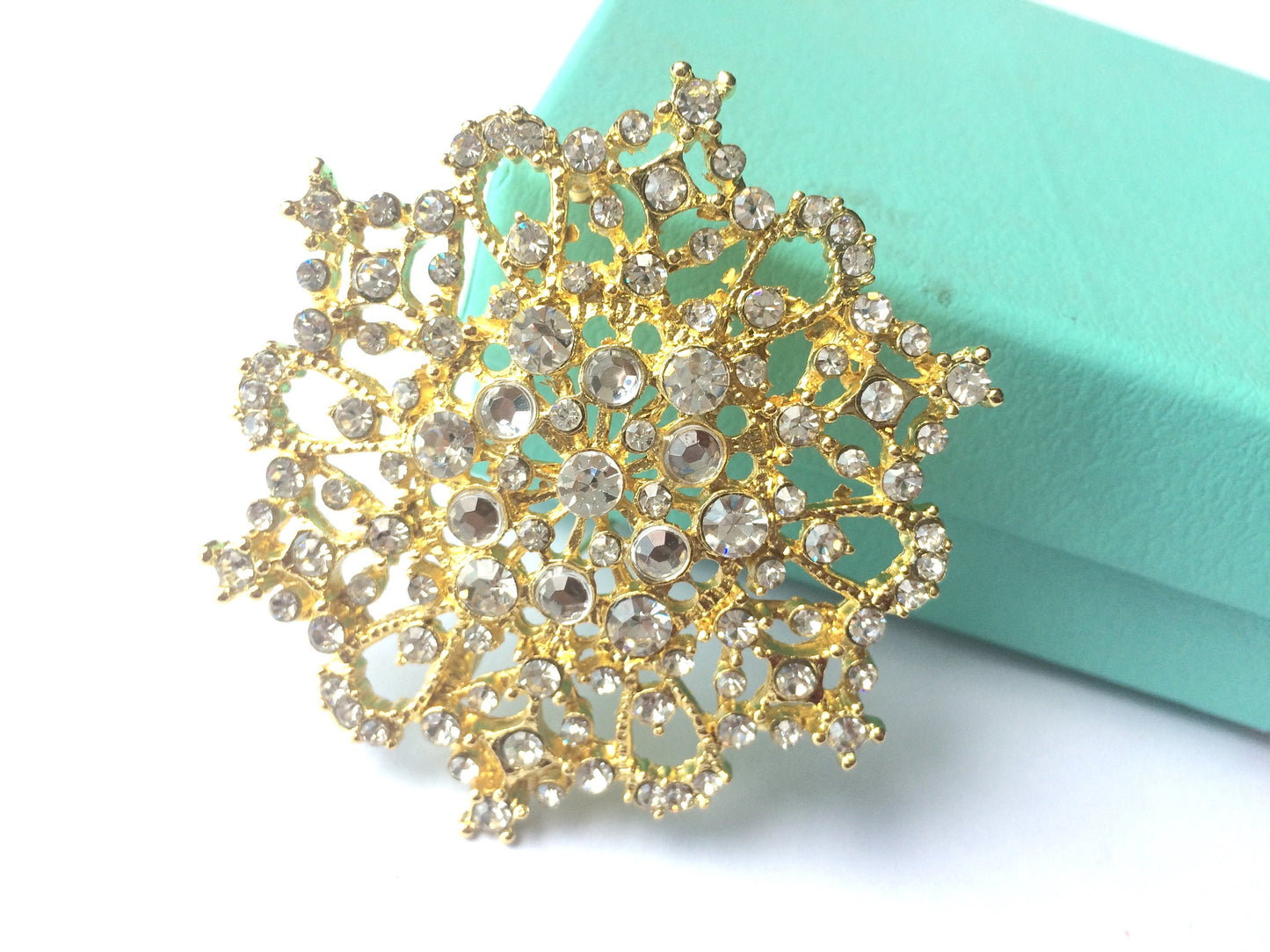 Rhinestone Crystal Brooch Buckle: Flat Back Wedding Sash Brooch Pin (2.5")