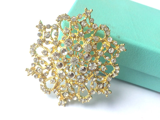 Rhinestone Crystal Brooch Buckle: Flat Back Wedding Sash Brooch Pin (2.5")