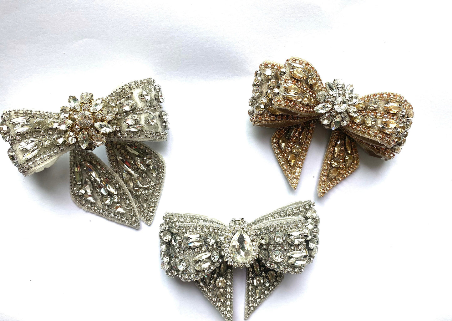 Beaded Crystal Rhinestone Bowknot Shoe Clips Or Hair Clip (10cm x 7cm)