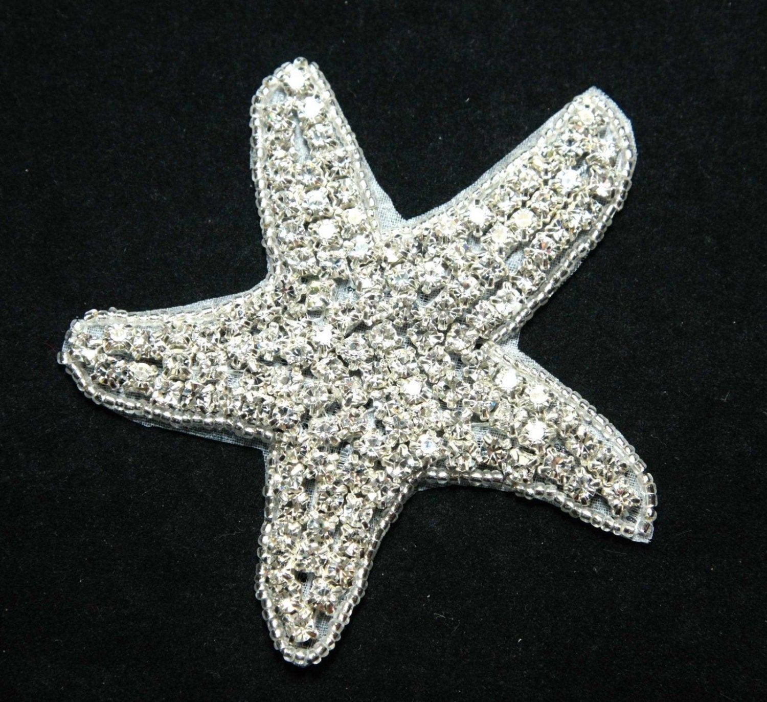 Sparkling Rhinestone Starfish Applique for Wedding Crafts & Accessories (3.4" x 3.5") 