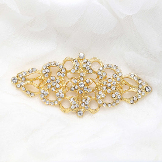 Jeweled Connector Silver Gold Rose Gold Rhinestone Brooch Pin 