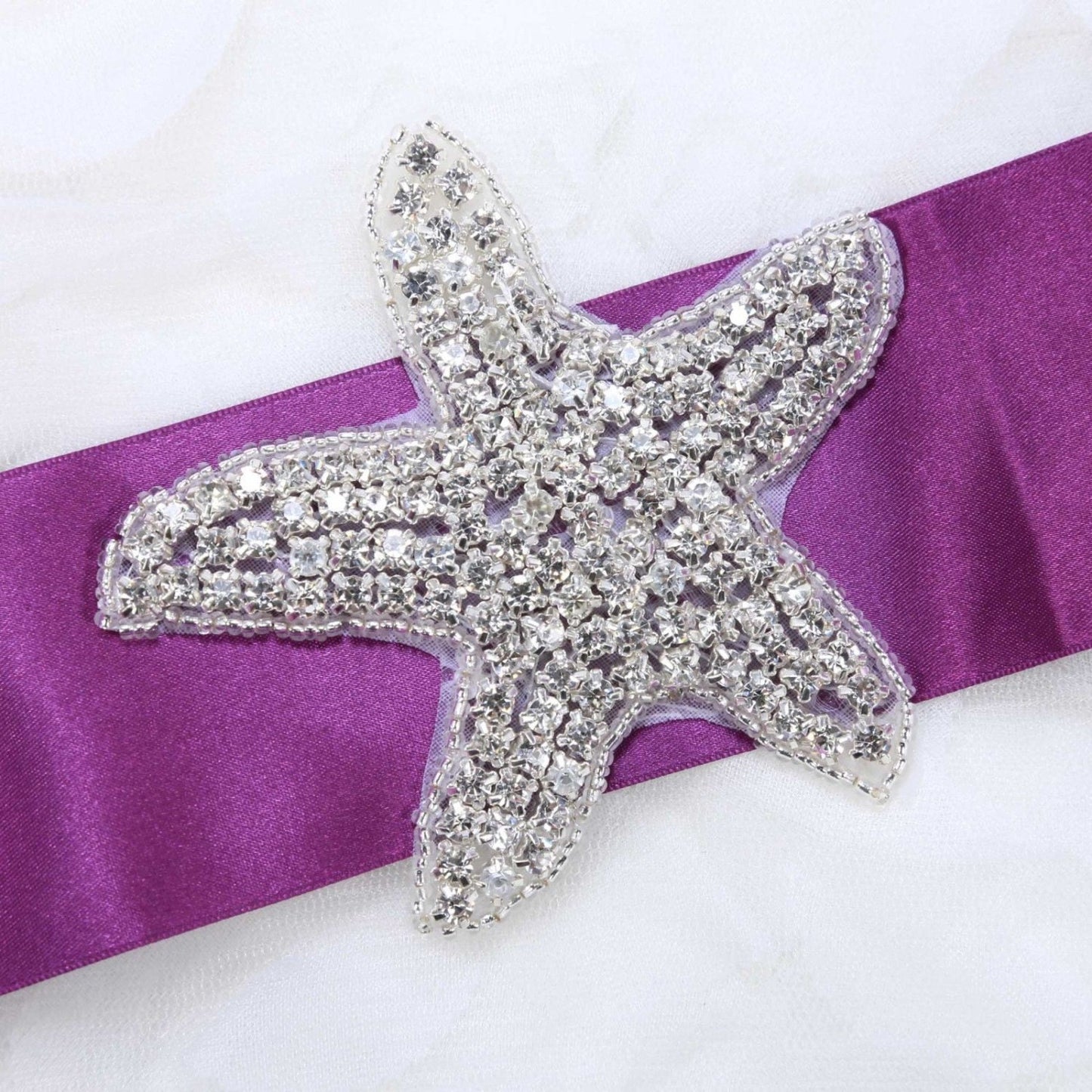 Sparkling Rhinestone Starfish Applique for Wedding Crafts & Accessories (3.4" x 3.5") 