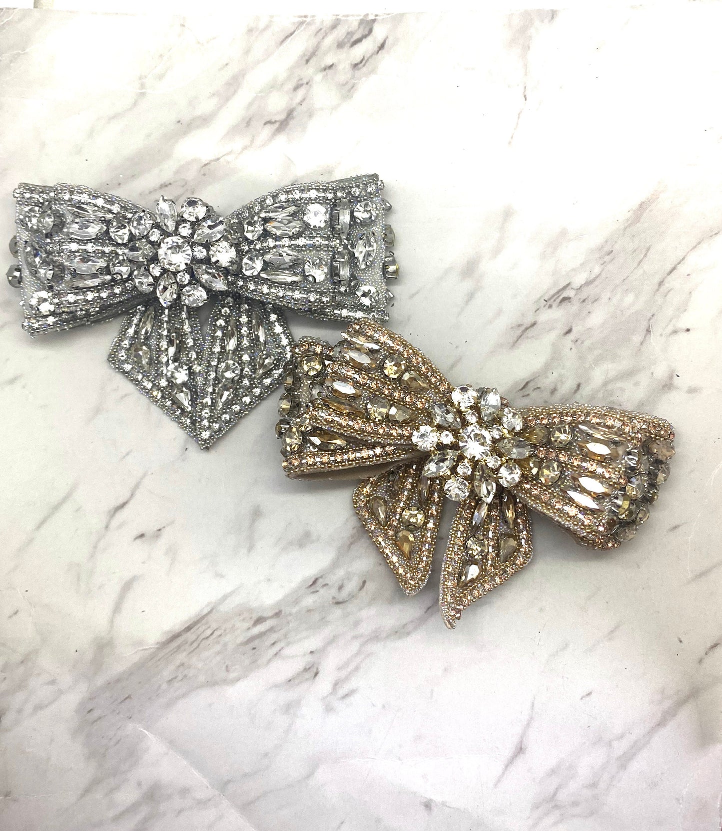 Beaded Crystal Rhinestone Bowknot Shoe Clips Or Hair Clip (10cm x 7cm)