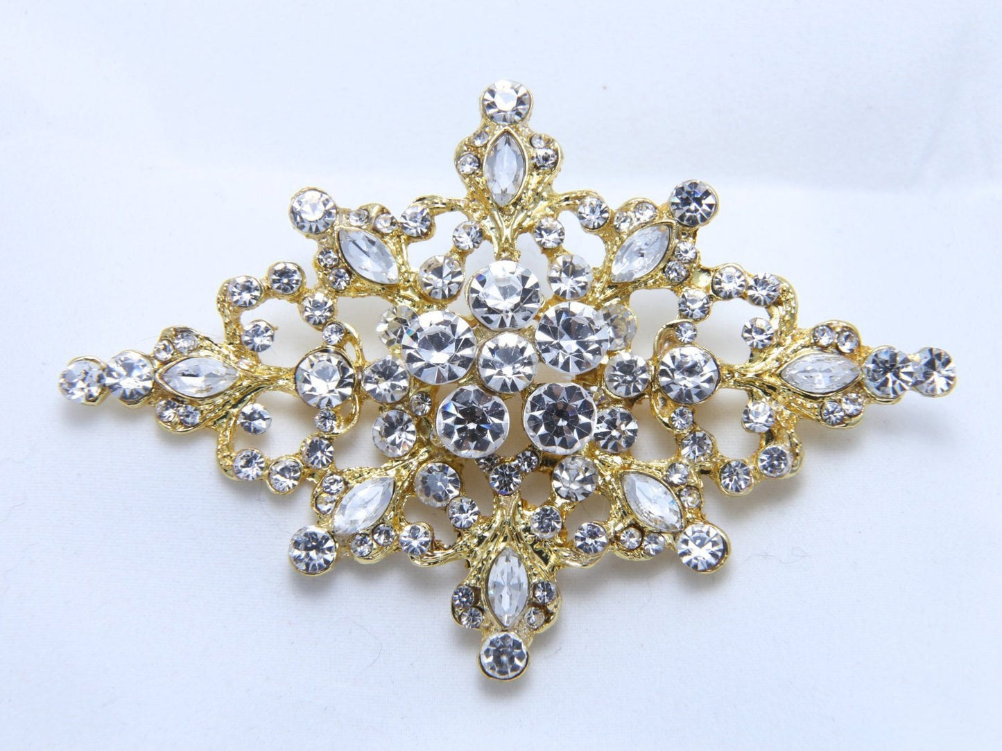 Rhinestone Wedding Buckle: Silver or Gold Crystal Embellishment (3.5"x2.5") 