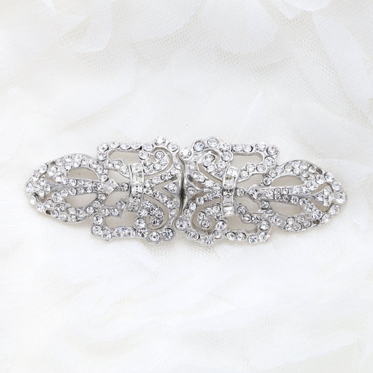 Elegant Hook And Eye Closure: Art Deco Rhinestone Buckle with Crystal Accents