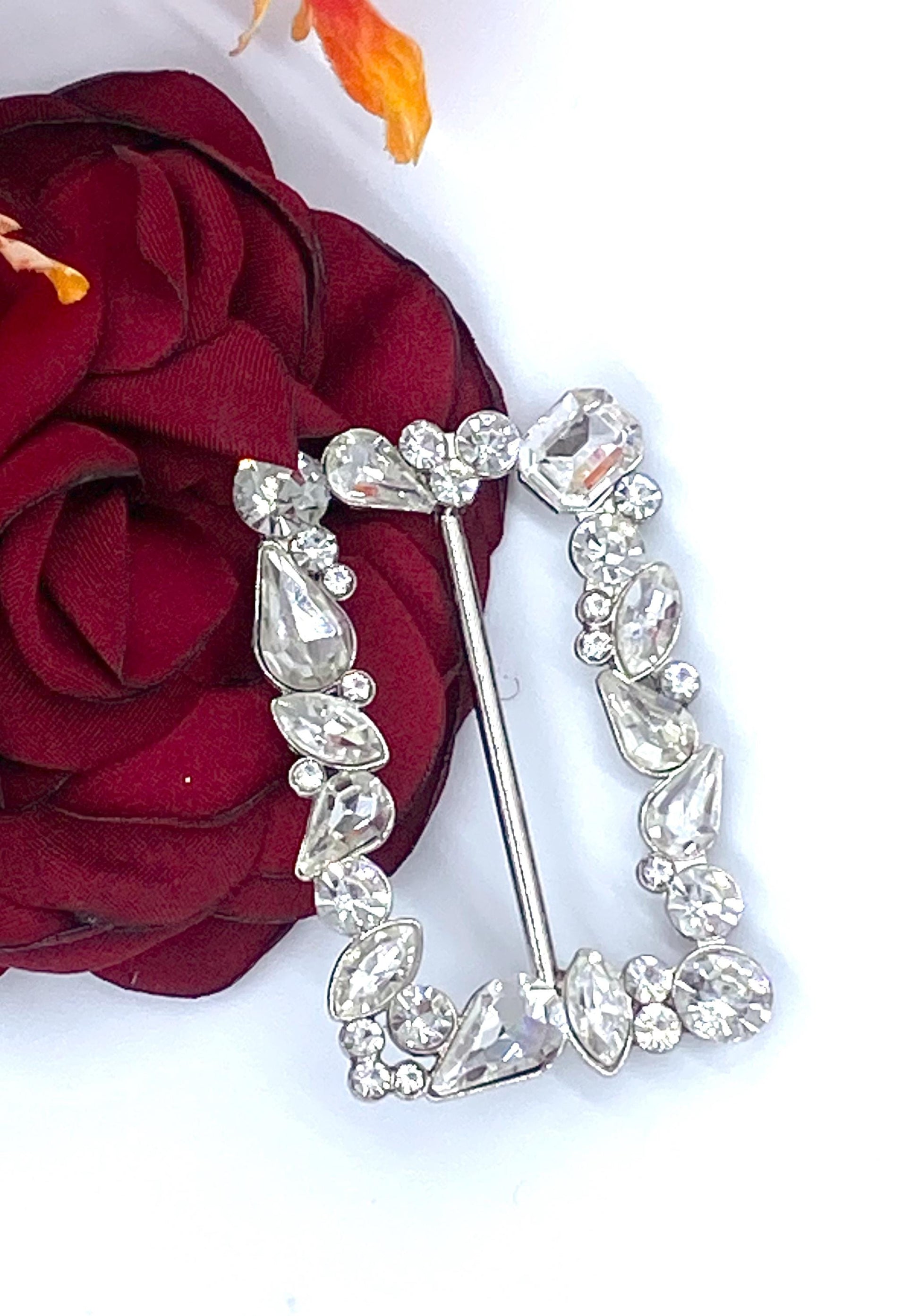 Rhinestone Crystal Belt Buckle: Rectangular Wedding Sash Slider 