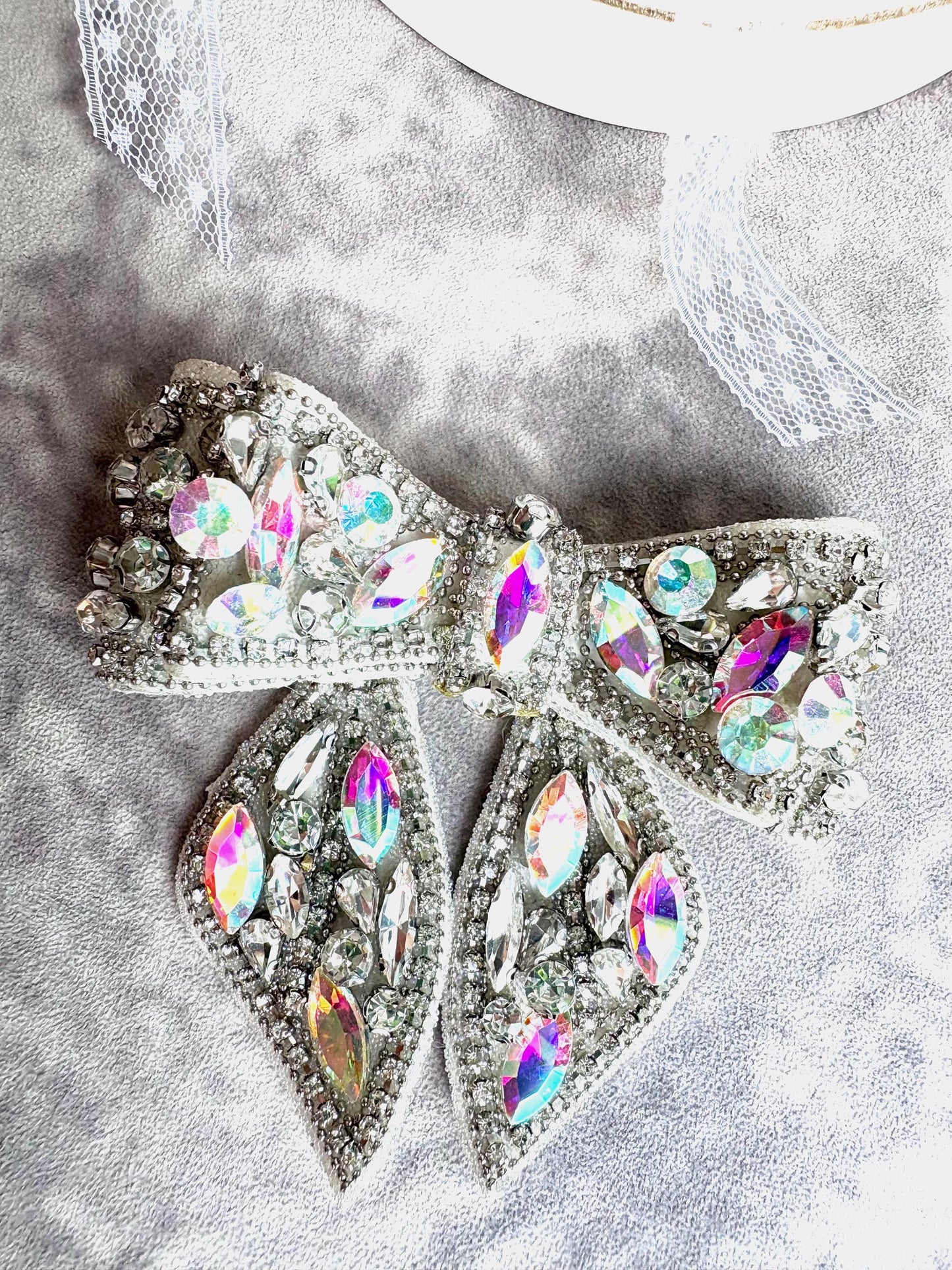 Handmade Aurora Rhinestone Bow: Sparkling Shoe Clips at Poem Or Wedding Party
