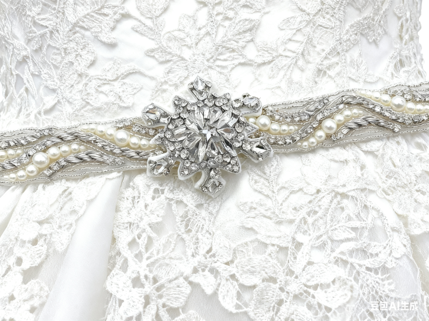 Snowflake Rhinestone Applique Trim: Crystal Bridal Belt, Sash