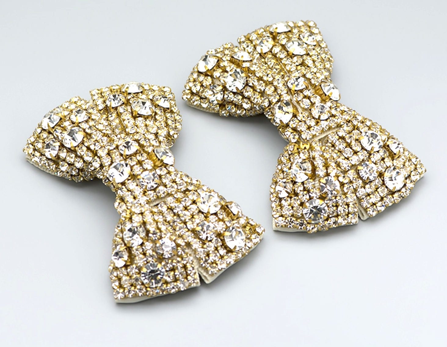 Silver Or Gold Crystal Bow Applique Shoe Clips: Rhinestone Bowknot Shoe Decoration, Shoe Clips (8cm) 