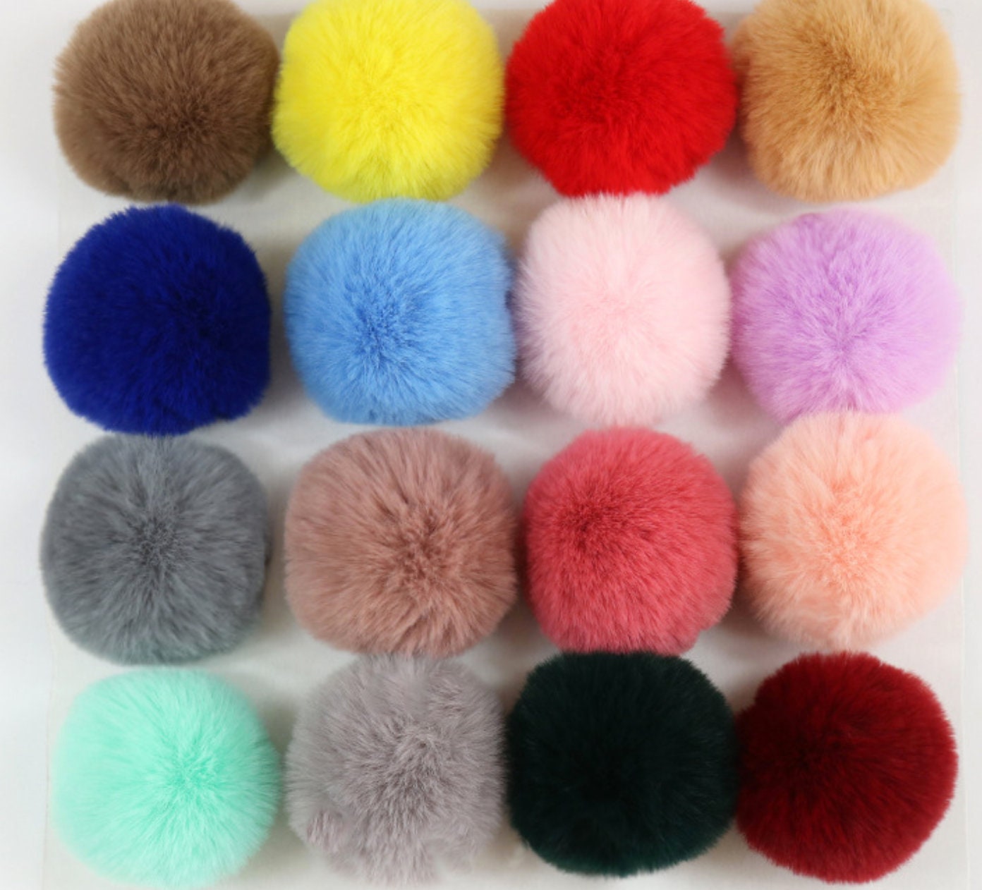 Faux Rabbit Fur Pom Poms: 6cm/7cm, Craft Supplies (10 Pieces)