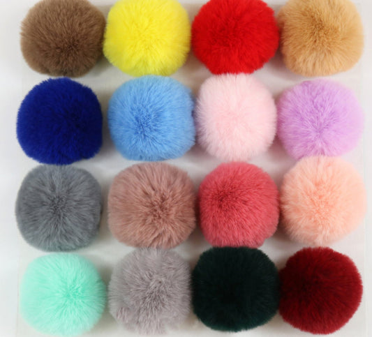 Faux Rabbit Fur Pom Poms: 6cm/7cm, Craft Supplies (10 Pieces)