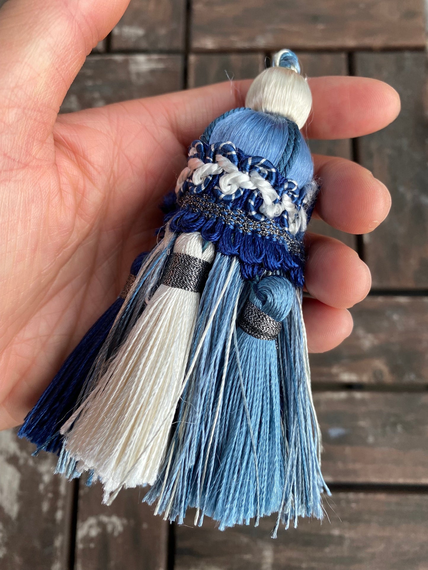 Blue Handmade Tassel: Boho Home Decor, Furniture Accent #3 #2 