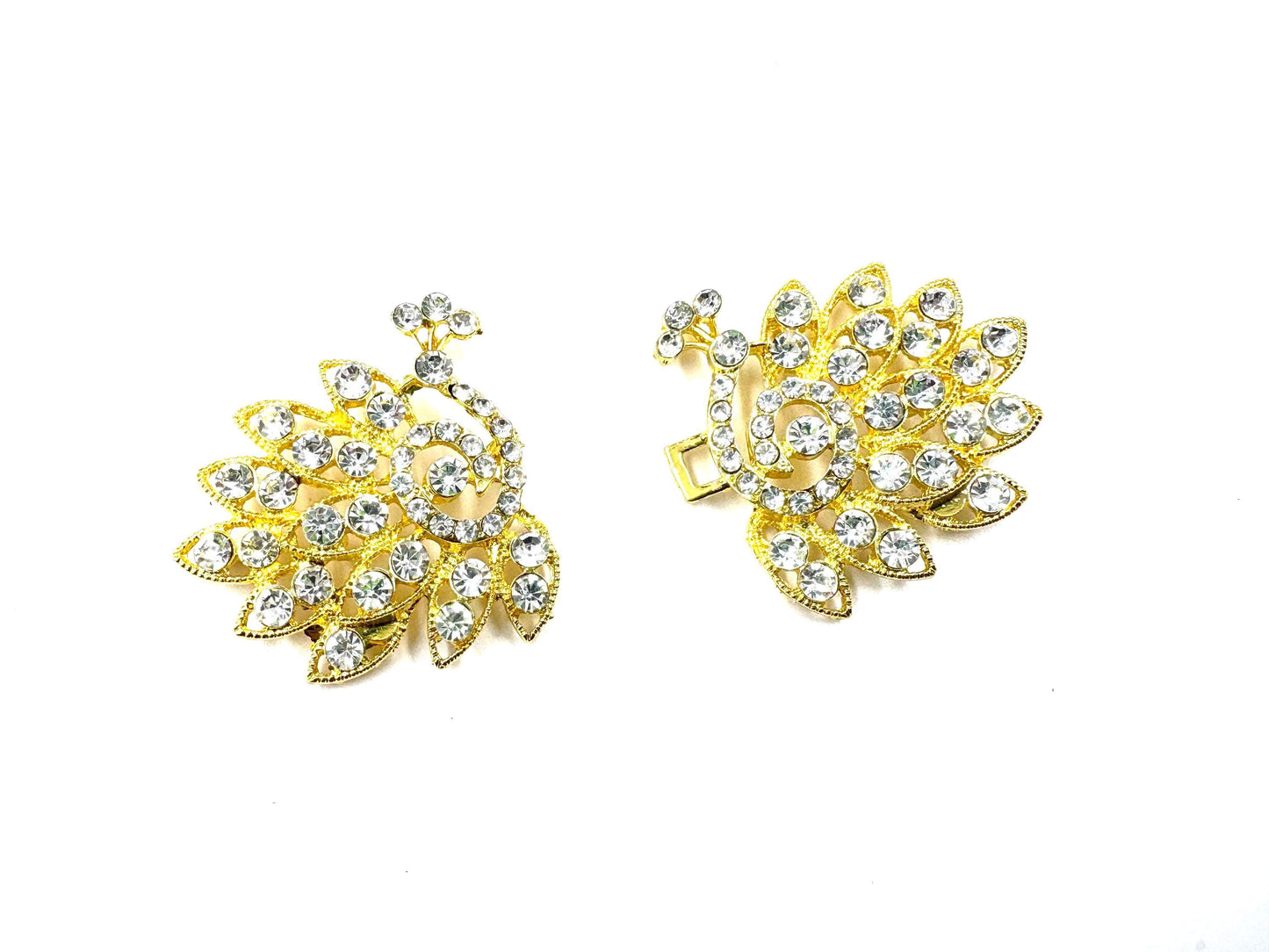 Peacock Rhinestone Hook and Eye Fasteners: Gold or Copper Connectors Gold Black 