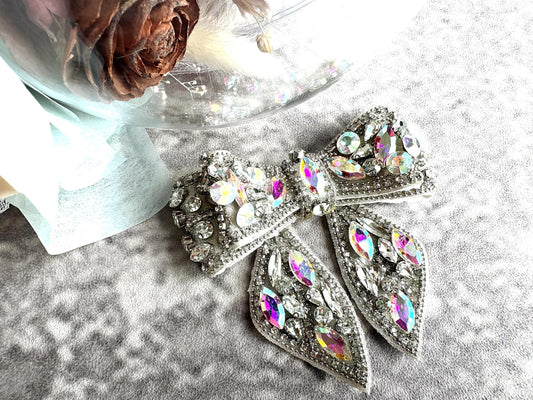 Handmade Aurora Rhinestone Bow: Sparkling Shoe Clips at Poem Or Wedding Party