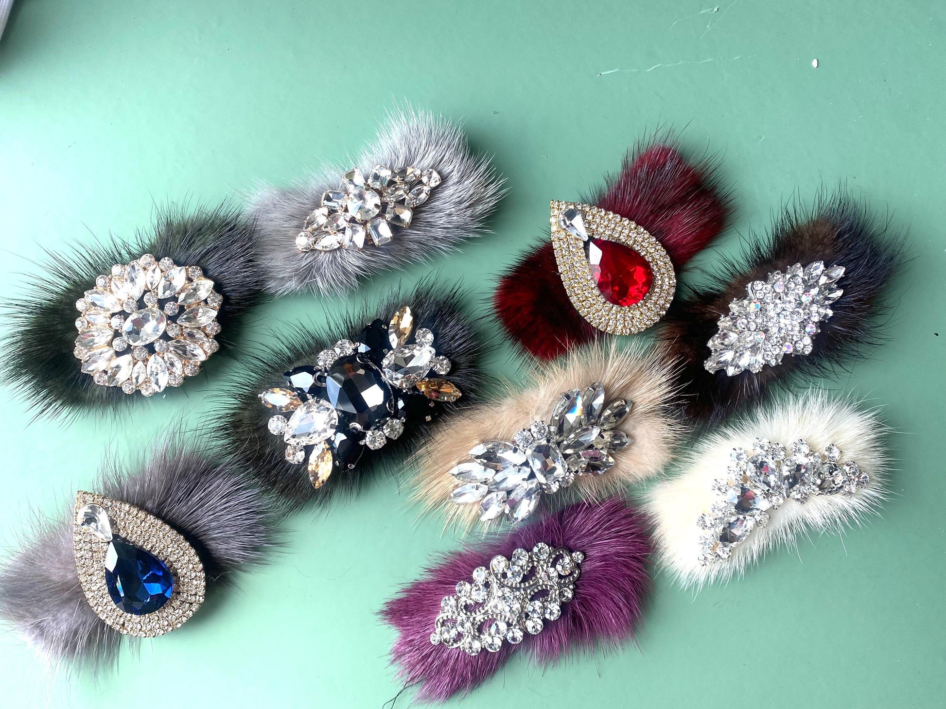 Fur & Rhinestone Shoe Decor, Christmas, Anniversary, Wedding, Bag Decoration Shoe Clips 