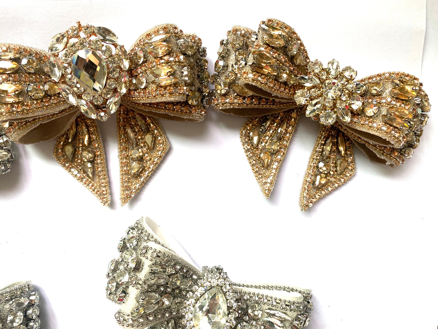 Beaded Crystal Rhinestone Bowknot Shoe Clips Or Hair Clip (10cm x 7cm)