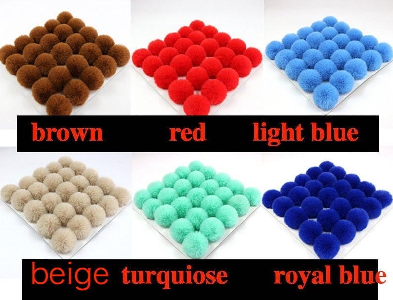 Faux Rabbit Fur Pom Poms: 6cm/7cm, Craft Supplies (10 Pieces)