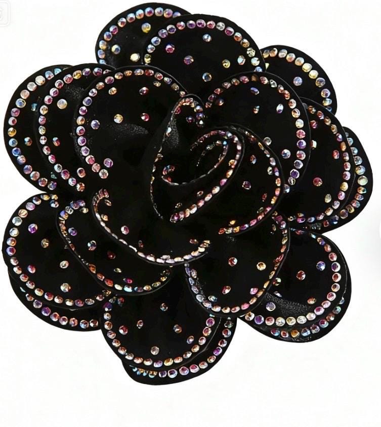 Elegant Fabric Rhinestone Rose Flowers Shoe Clips (Set of 2) Beige White 