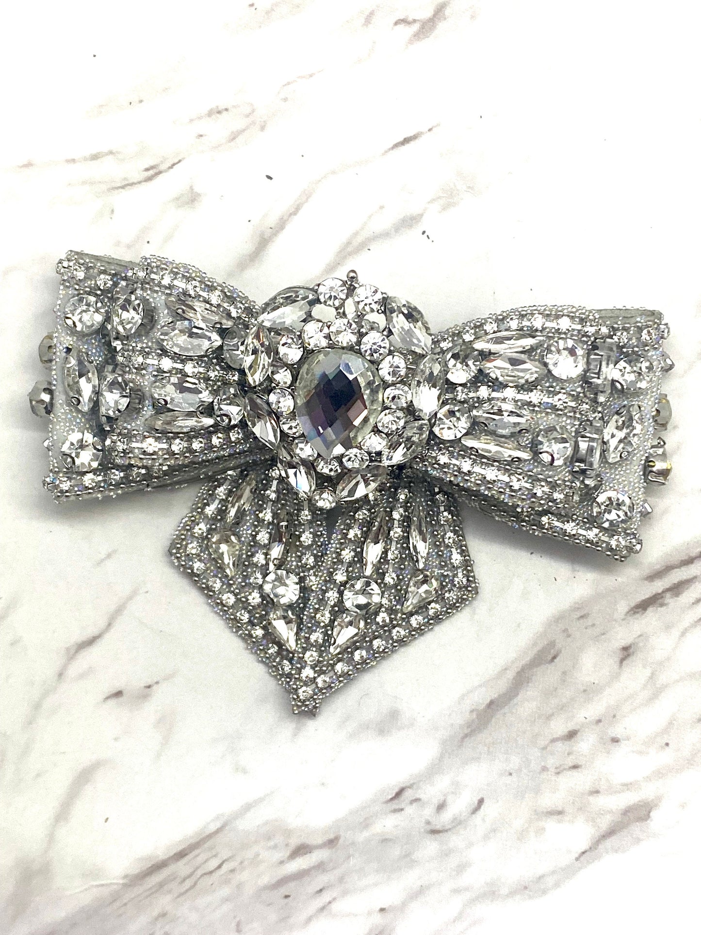 Beaded Crystal Rhinestone Bowknot Shoe Clips Or Hair Clip (10cm x 7cm)