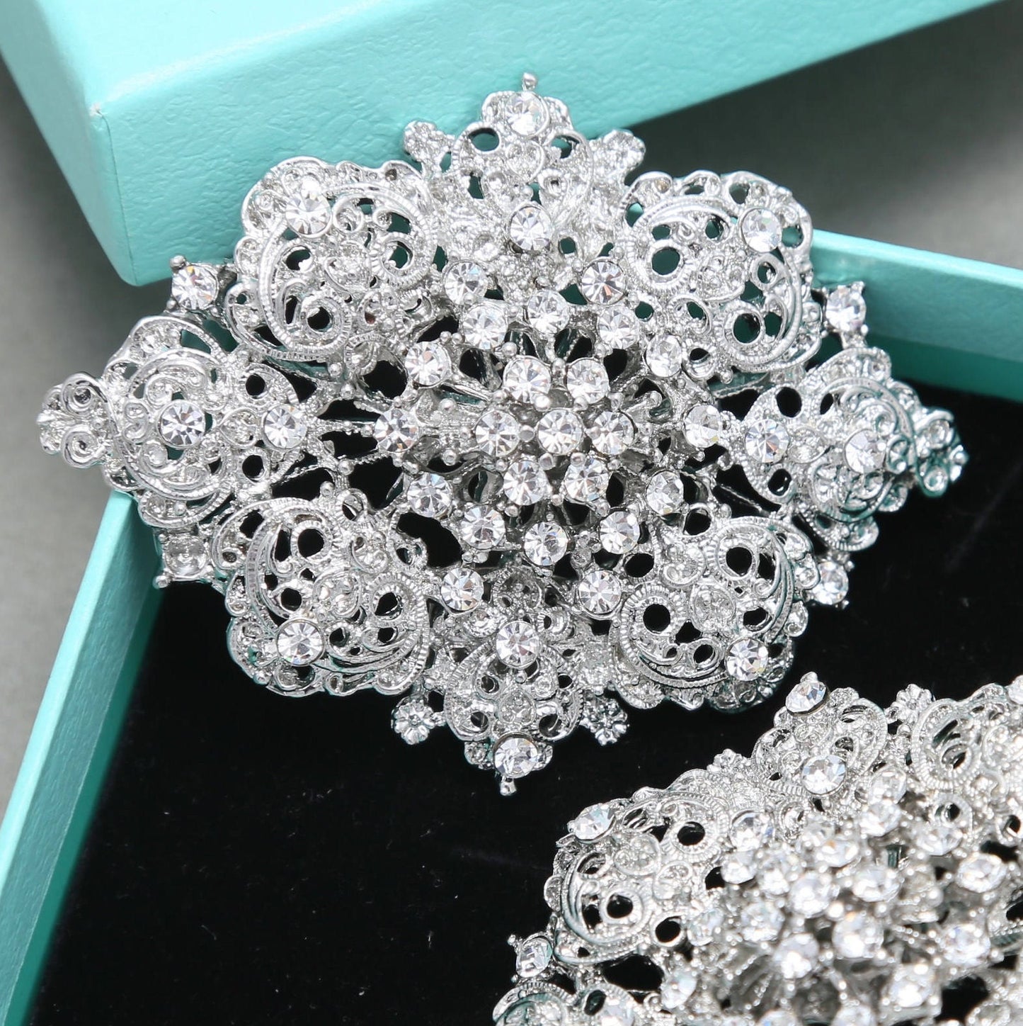 Oval Rhinestone Brooch Pin Or Shoe Clips: Silver Crystal Shoe Clips or Brooch Pin (2x1.5 inch)