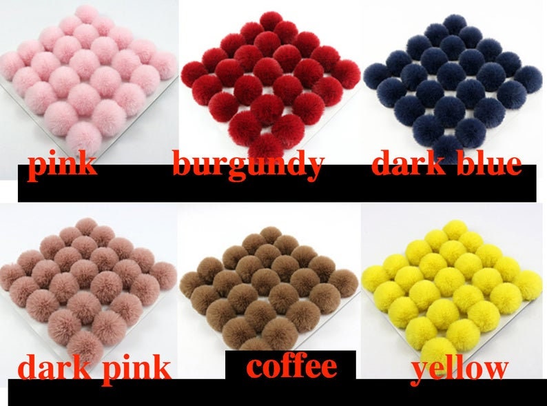 Faux Rabbit Fur Pom Poms: 6cm/7cm, Craft Supplies (10 Pieces)