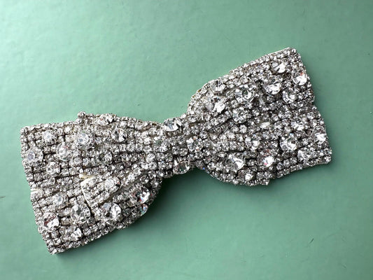 Rhinestone Bow Appliqué: Crystal Embellishment, Hair Accessories (4.5 inch) 