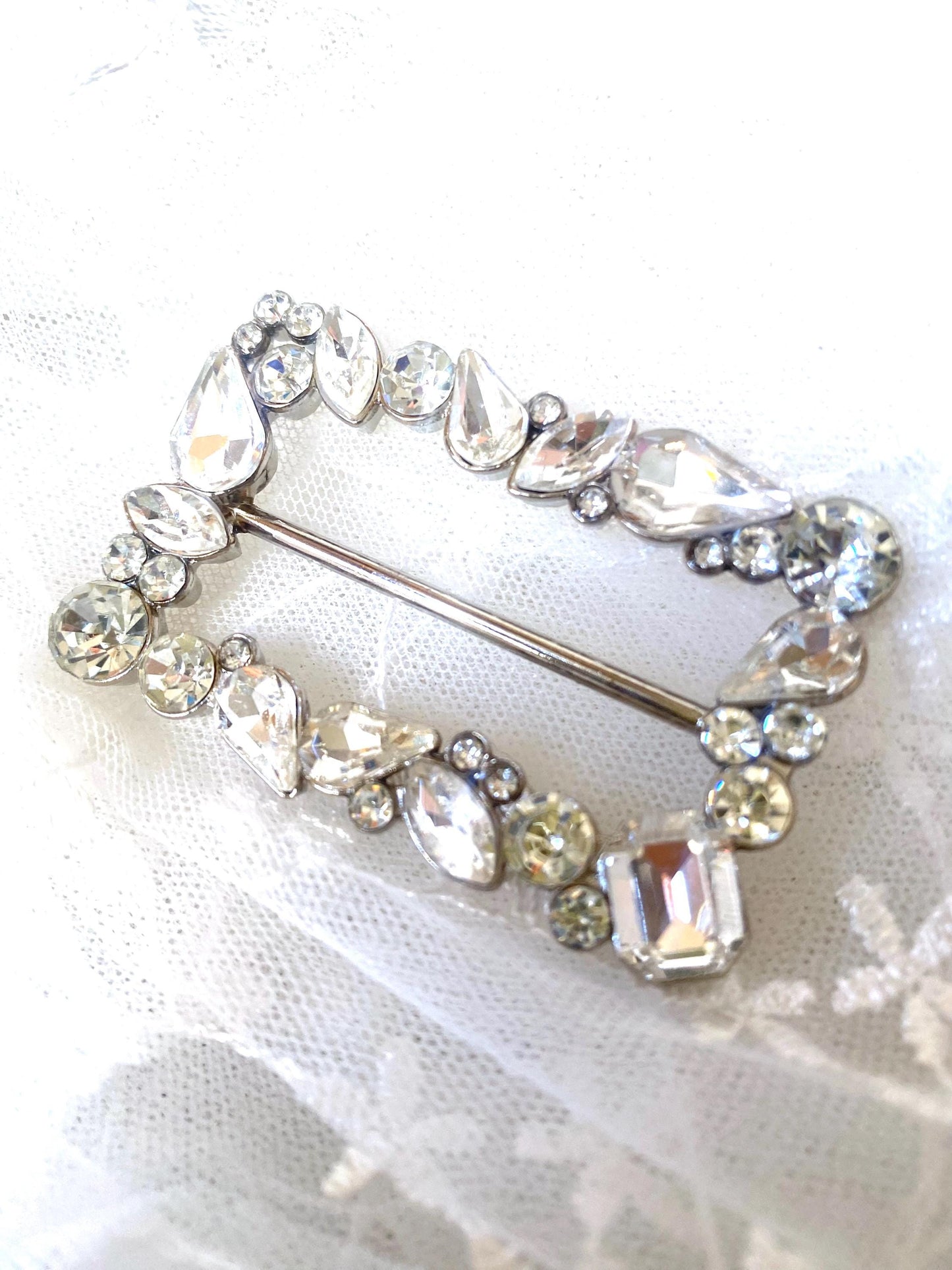 Rhinestone Crystal Belt Buckle: Rectangular Wedding Sash Slider 