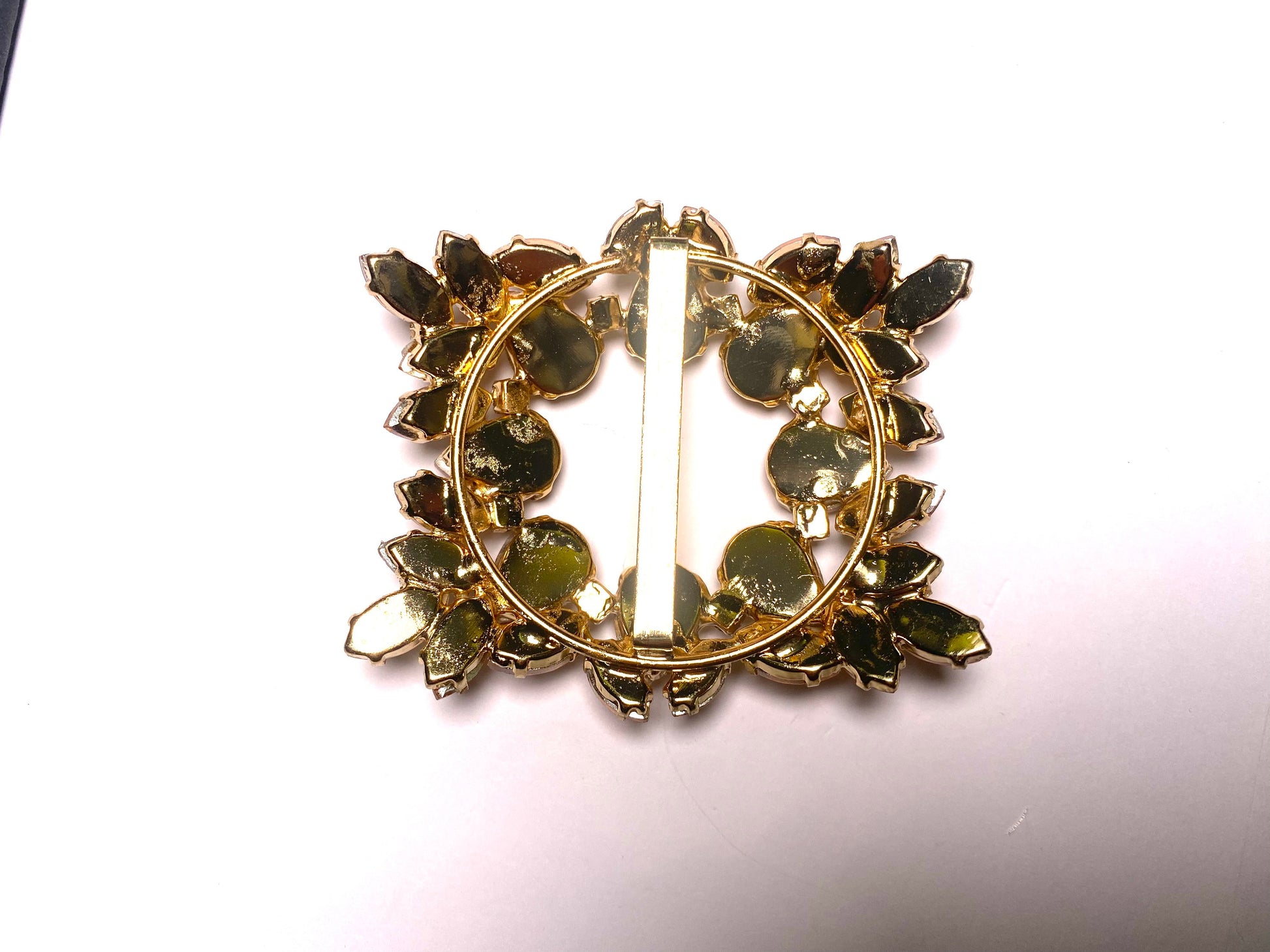 Champagne Rhinestone Belt Buckle Slider: 40mm Crystal Wedding Sash 