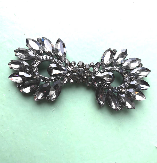 Black Rhinestone Connector, Rhinestone Buckle, Rhinestone Clasp, Rhinestone Closure, Crystal Connector , Wedding Closure, Crystal Buckle