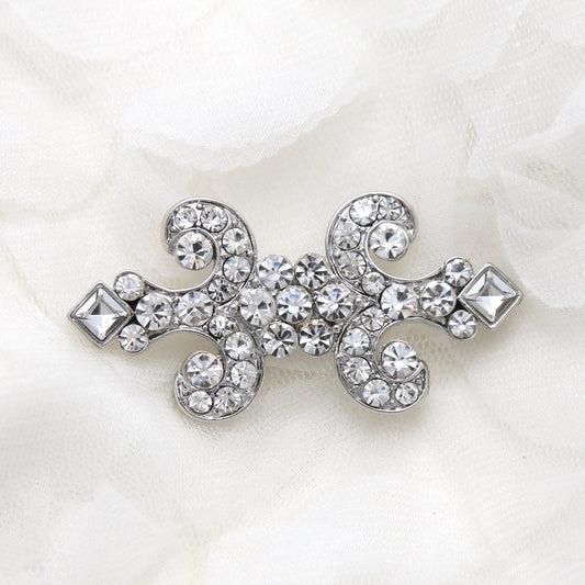 Swarovski Crystal Rhinestone Buckle Clasp: Silver Tone Wedding Closure