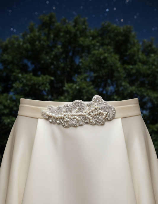 Leaf Rhinestone Applique With/WO Pearl: Crystal Feather Iron On Patch (2.25" x 6.5")